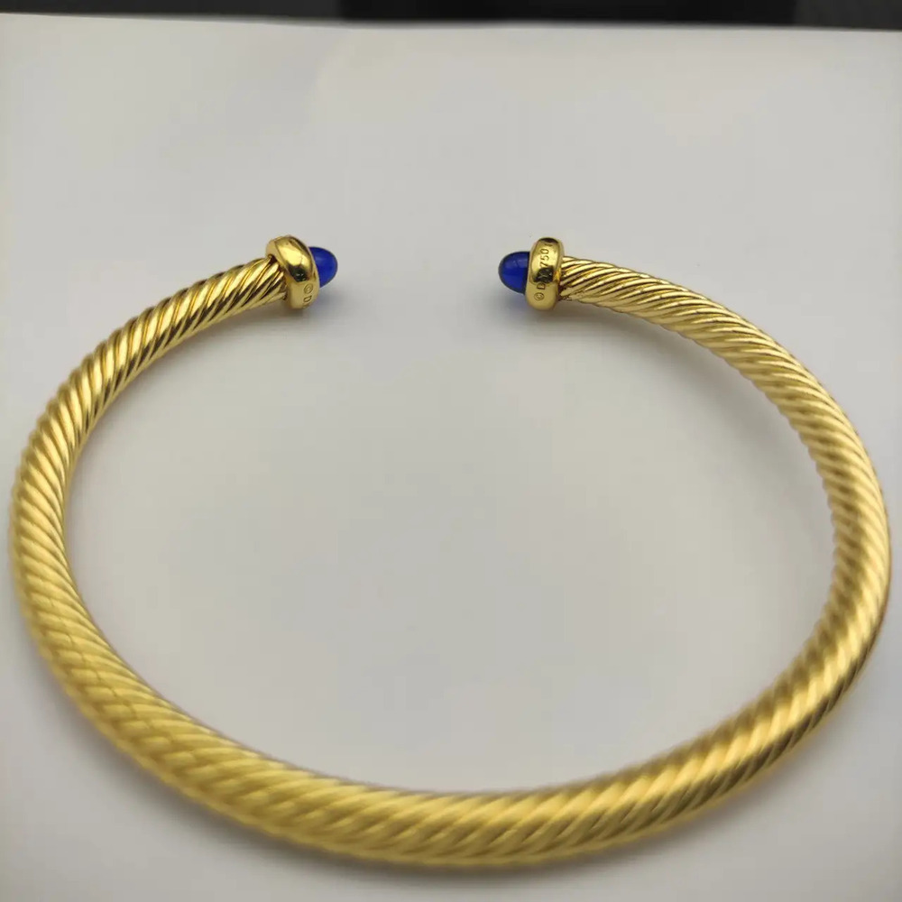 David Yurman 4mm Gold Sapphire Crystal Bracelet with Diamonds - Picture 6 of 6